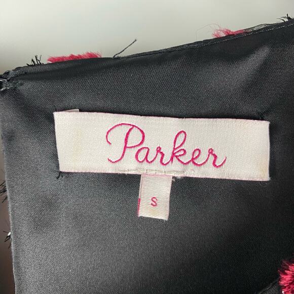 Parker Carmindy Floral Velvet Burnout Dress Black Red Womens Size Small - Picture 6 of 11